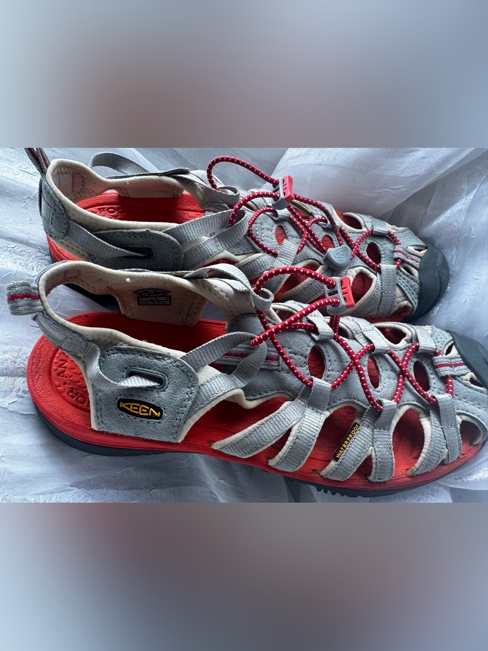 Keen Whisper Sandals Women Waterproof Gray Orange Outdoor Trail Hiking Size 10